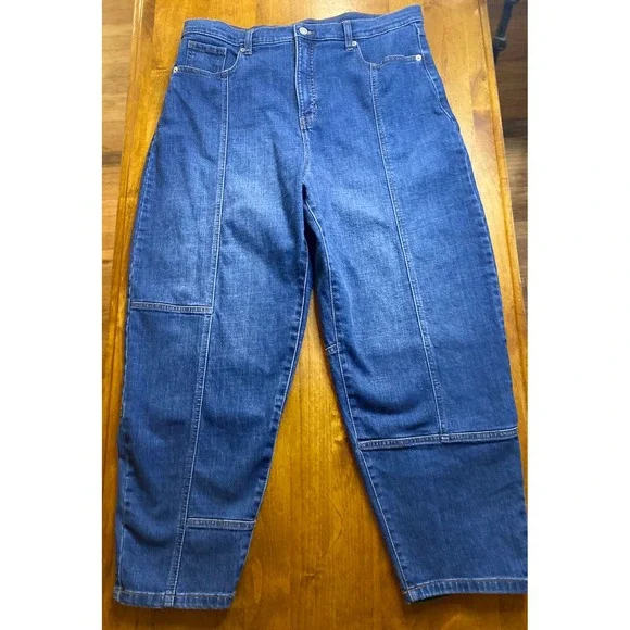 Banana Republic High-Rise Barrel Jean Dark Wash Utility Blue Denim 32/14 - Picture 10 of 10